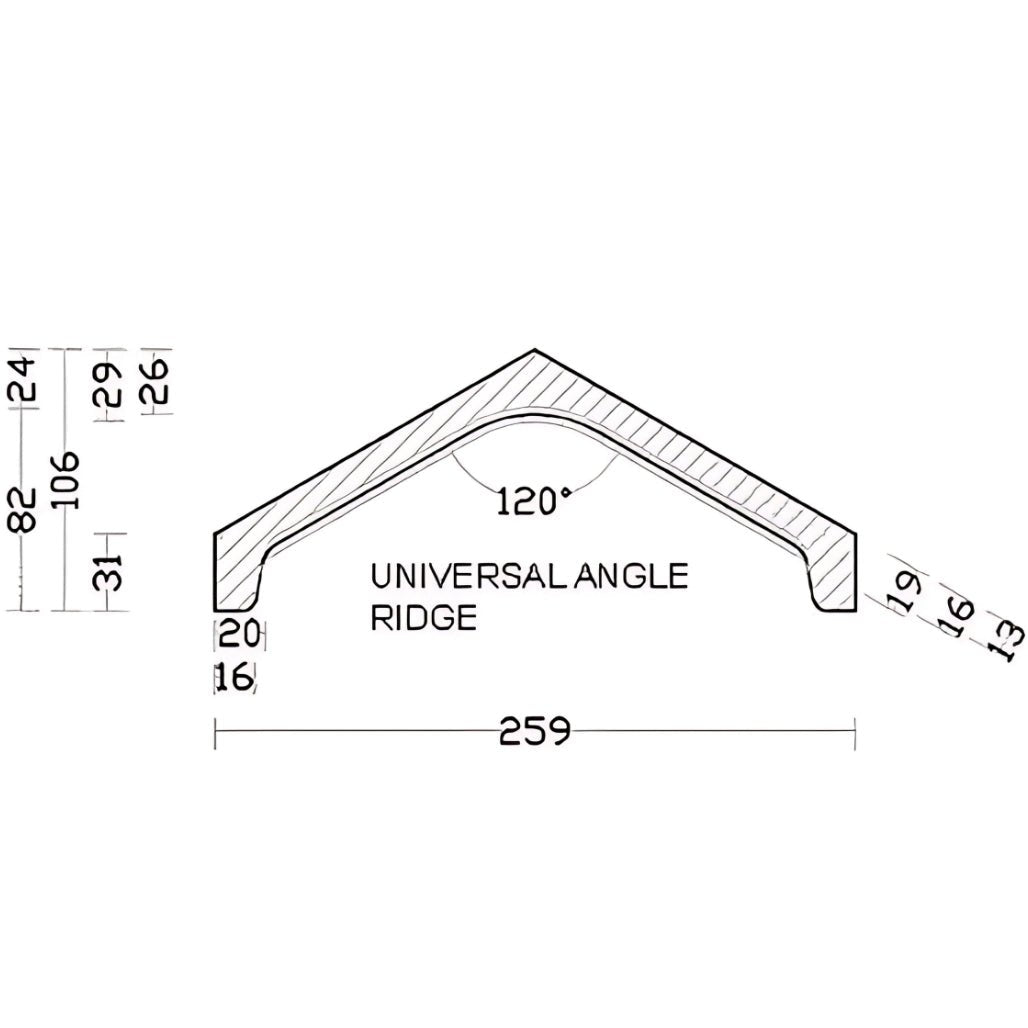 BMI Redland Concrete Univeral Angle Ridge Tile - JJ Building Materials