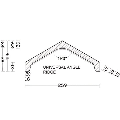 BMI Redland Concrete Univeral Angle Ridge Tile - JJ Building Materials