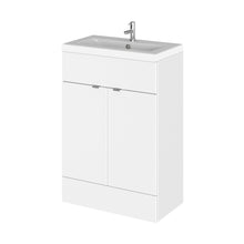 Hudson Reed Fusion 600mm Vanity Unit & Ceramic Basin Contemp Gloss White MFC Painted Gloss 904x605x360mm