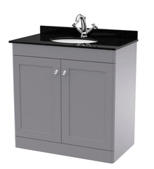 Nui Classique 800mm Floor Standing 2 Door Vanity & Marble Top 1th Traditional Satin Grey MFC Painted Matt 814x820x463mm - CLC226BR1