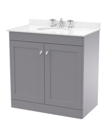 Nui Classique 800mm Floor Standing 2 Door Vanity & Marble Top 3th Traditional Satin Grey MFC Painted Matt 814x820x463mm - CLC226WR3