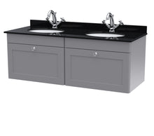 Nui Classique 1200mm Wall Hung 2 Drawer Vanity & Marble Top Traditional Satin Grey MFC Painted Matt 445x1220x463mm - CLC294BR2