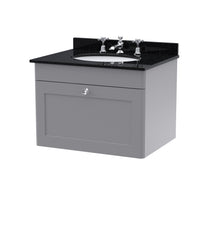 Nui Classique 600mm Wall Hung 1 Drawer Vanity & Marble Top 3th Traditional Satin Grey MFC Painted Matt 445x620x463mm - CLC294BR3