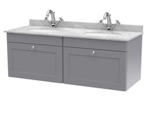 Nui Classique 1200mm Wall Hung 2 Drawer Vanity & Marble Top Traditional Satin Grey MFC Painted Matt 445x1220x463mm - CLC294GR2