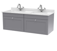 Nui Classique 1200mm Wall Hung 2 Drawer Vanity & Marble Top Traditional Satin Grey MFC Painted Matt 445x1220x463mm - CLC294WS2