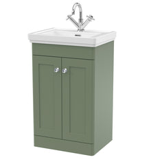 Nui Classique 500mm Floor Standing 2-door Vanity & Basin 1th Traditional Satin Green MFC Painted Matt 865x531x406mm