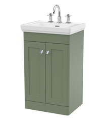 Nui Classique 500mm Floor Standing 2-door Vanity & Basin 3th Traditional Satin Green MFC Painted Matt 865x531x406mm