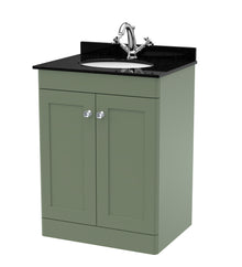 Nui Classique 600mm Floor Standing 2 Door Vanity & Marble Top 1th Traditional Satin Green MFC Painted Matt 814x620x463mm - CLC825BR1