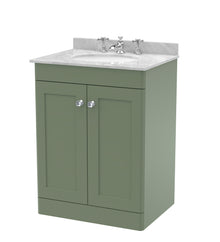 Nui Classique 600mm Floor Standing 2 Door Vanity & Marble Top 3th Traditional Satin Green MFC Painted Matt 814x620x463mm - CLC825GR3