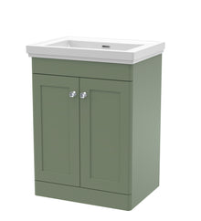 Nui Classique 600mm Floor Standing 2 Door Vanity & Basin 0th Traditional Satin Green MFC Painted Matt 821x630x471mm