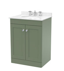 Nui Classique 600mm Floor Standing 2 Door Vanity & Marble Top 3th Traditional Satin Green MFC Painted Matt 814x620x463mm - CLC825WR3