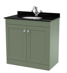 Nui Classique 800mm Floor Standing 2 Door Vanity & Marble Top 1th Traditional Satin Green MFC Painted Matt 814x820x463mm - CLC826BR1