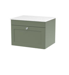 Nui Classique 600mm Wall Hung 1-drawer Vanity With Marble Top Traditional Satin Green Natural Marble 449x610x460mm - CLC894WMT