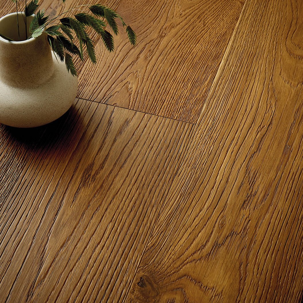 Congaree Smoked Oak Plank Brushed UV Oil Engineered Wood Flooring - 2.17m2 Pack Size | Contemporary Range - JJ Building Materials