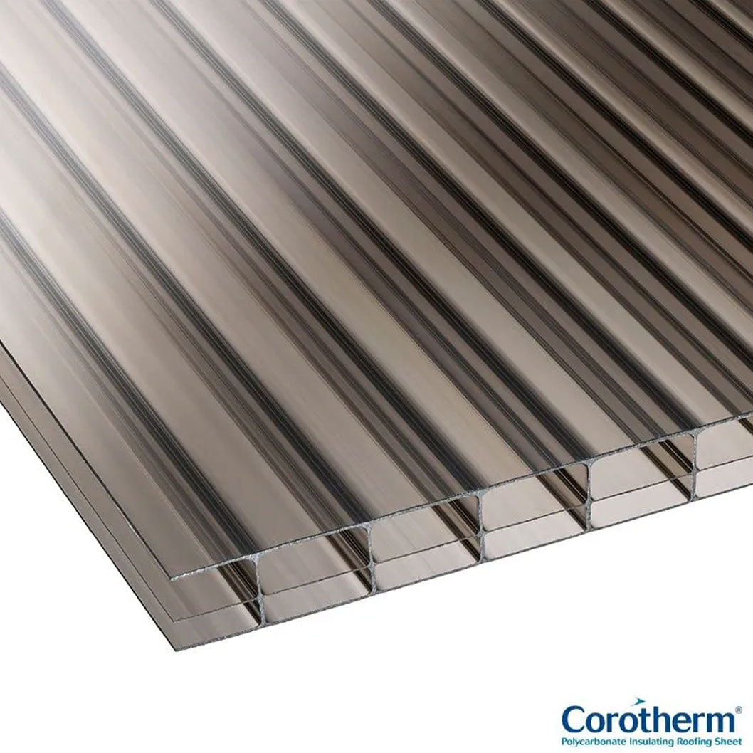 Corotherm Bronze 16mm Triplewall Polycarbonate Roofing Sheet - Ariel Plastics - JJ Building Materials