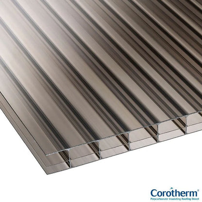 Corotherm Bronze 16mm Triplewall Polycarbonate Roofing Sheet - Ariel Plastics - JJ Building Materials