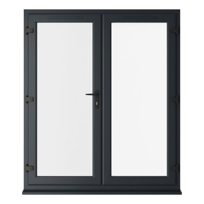Crystal UPVC French Door Grey 7016 External White Int Clear Double Glazing Left Hand Master 150mm Cill Included - JJ Building Materials