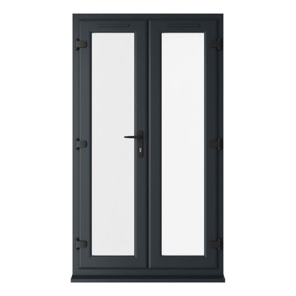 Crystal UPVC French Door Grey 7016 External White Int Clear Double Glazing Left Hand Master 150mm Cill Included - JJ Building Materials