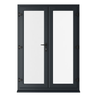 Crystal UPVC French Door Grey 7016 External White Int Clear Double Glazing Left Hand Master 150mm Cill Included - JJ Building Materials