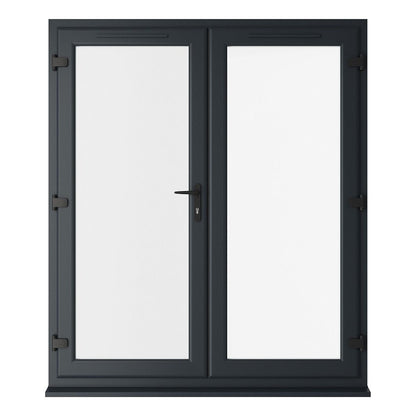 Crystal UPVC French Door Grey 7016 External White Int Clear Double Glazing Left Hand Master 150mm Cill Included - JJ Building Materials