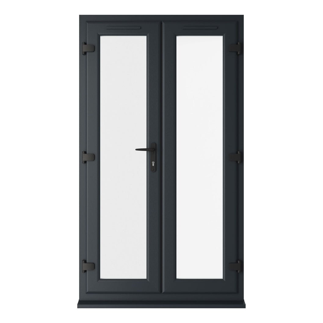 Crystal UPVC French Door Grey 7016 External White Int ClearTriple Glazing Left Hand Master 150mm Cill Included - JJ Building Materials