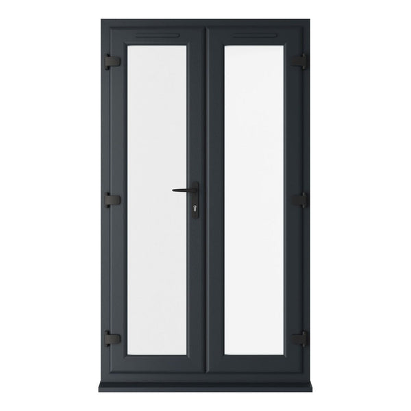 Crystal UPVC French Door Grey 7016 External White Int ClearTriple Glazing Left Hand Master 150mm Cill Included - JJ Building Materials