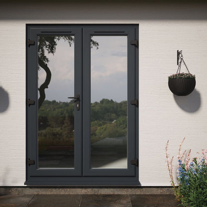 Crystal UPVC French Door Grey 7016 External White Int ClearTriple Glazing Left Hand Master 150mm Cill Included - JJ Building Materials