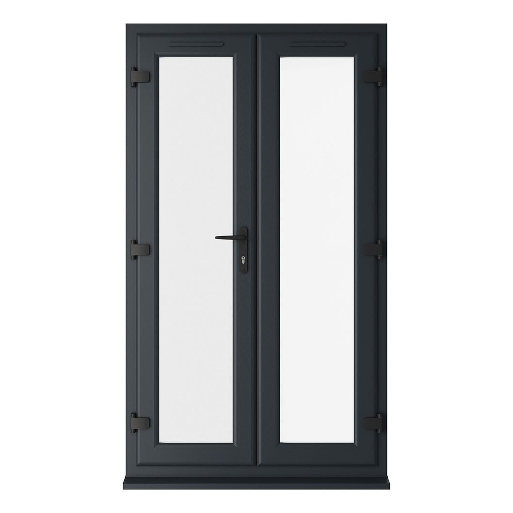Crystal UPVC French Door Grey 7016 External White Int ClearTriple Glazing Left Hand Master 150mm Cill Included - JJ Building Materials