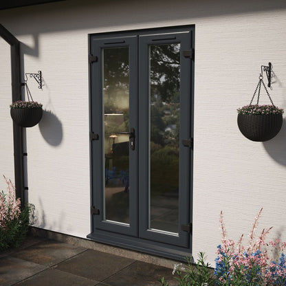 Crystal UPVC French Door Grey 7016 External White Int ClearTriple Glazing Left Hand Master 150mm Cill Included - JJ Building Materials
