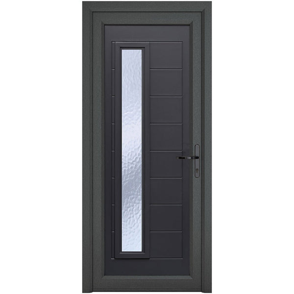 Crystal uPVC Front Door 1 Long Glass Monaco Grey/White Obscure Glass 920x2090mm - JJ Building Materials
