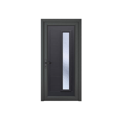 Crystal uPVC Front Door 1 Long Glass Monaco Grey/White Obscure Glass 920x2090mm - JJ Building Materials