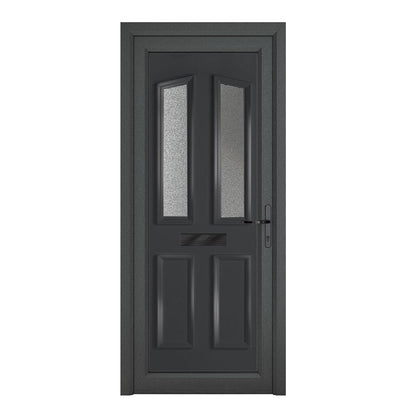 Crystal uPVC Front Door 4 panel 2 Glass Kensington Grey/White Obscure Glass 920x2090mm - JJ Building Materials