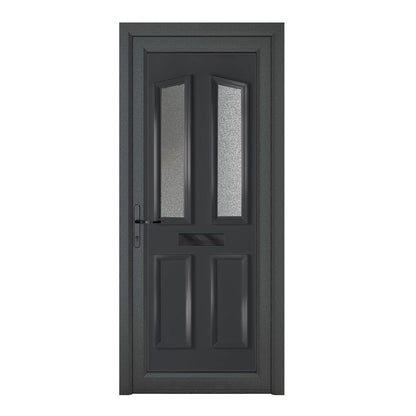 Crystal uPVC Front Door 4 panel 2 Glass Kensington Grey/White Obscure Glass 920x2090mm - JJ Building Materials