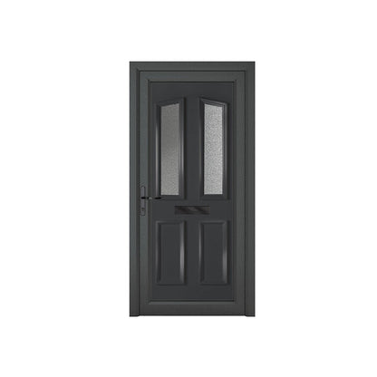 Crystal uPVC Front Door 4 panel 2 Glass Kensington Grey/White Obscure Glass 920x2090mm - JJ Building Materials