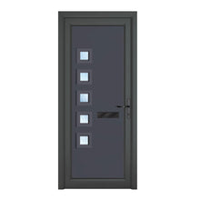 Crystal uPVC Front Door Contemporary 5 Glass Malaga Grey/White Obscure Glass 920x2090mm - JJ Building Materials