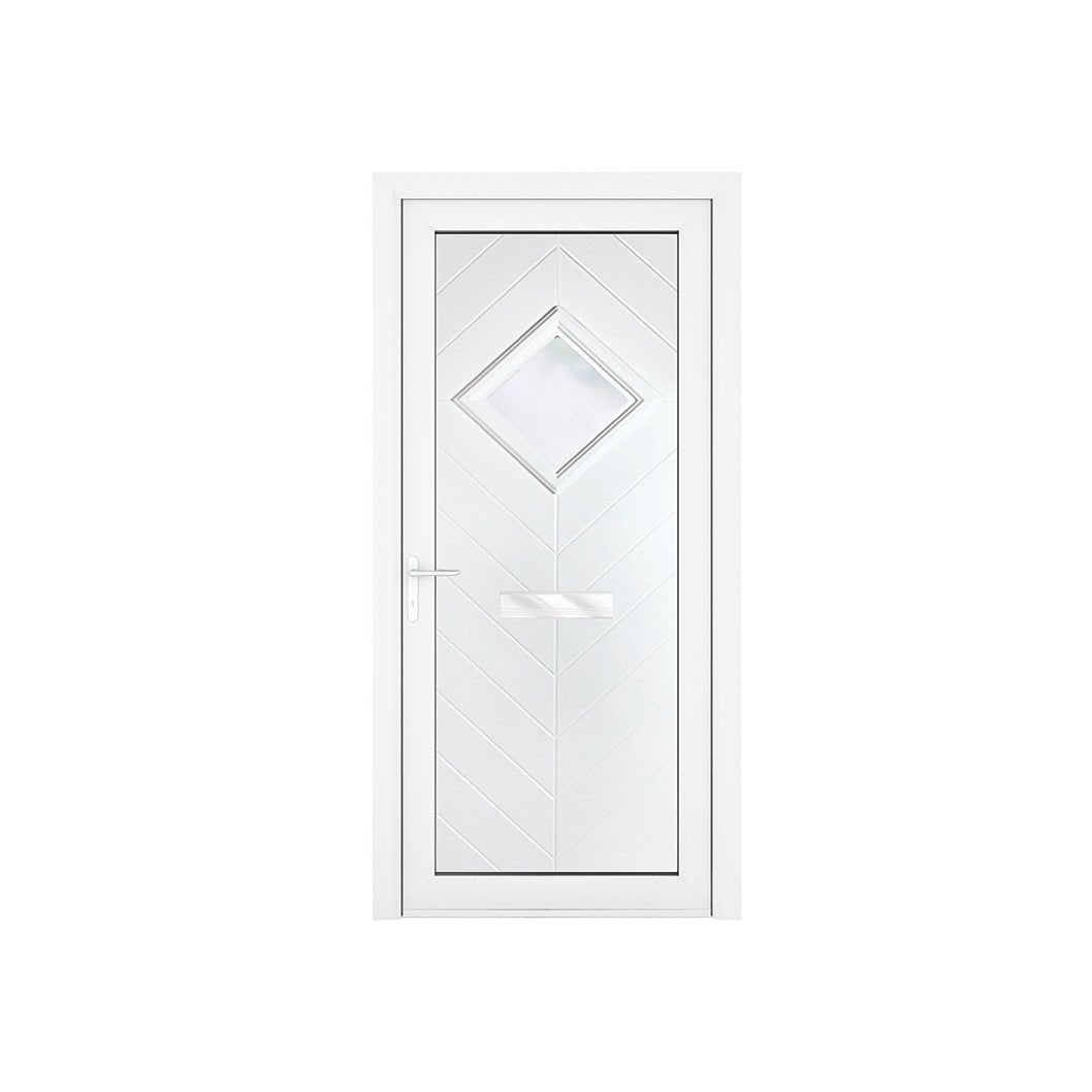 Crystal uPVC Front Door Small diamond Glass Hamburg White Obscure Glass 920x2090mm - JJ Building Materials