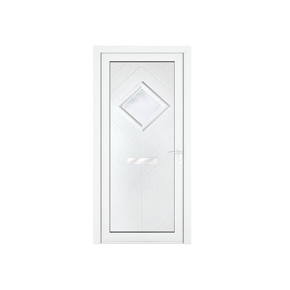 Crystal uPVC Front Door Small diamond Glass Hamburg White Obscure Glass 920x2090mm - JJ Building Materials
