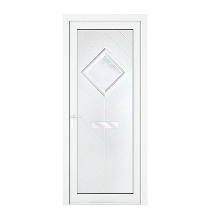 Crystal uPVC Front Door Small diamond Glass Hamburg White Obscure Glass 920x2090mm - JJ Building Materials