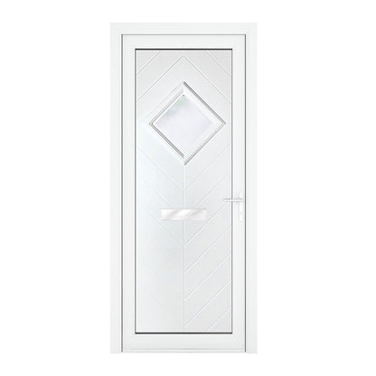 Crystal uPVC Front Door Small diamond Glass Hamburg White Obscure Glass 920x2090mm - JJ Building Materials
