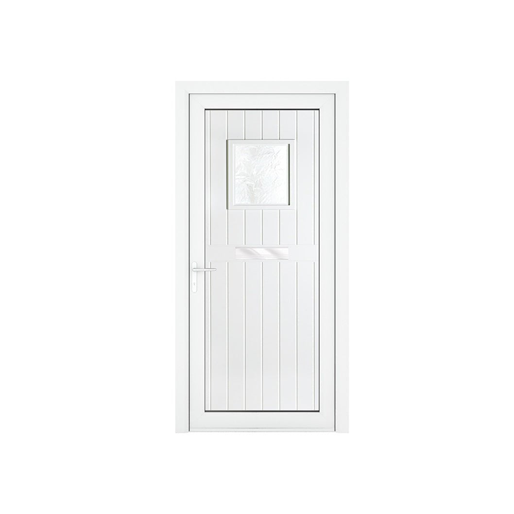 Crystal uPVC Front Door Small square glass Chatsworth White Obscure Glass 920x2090mm - JJ Building Materials