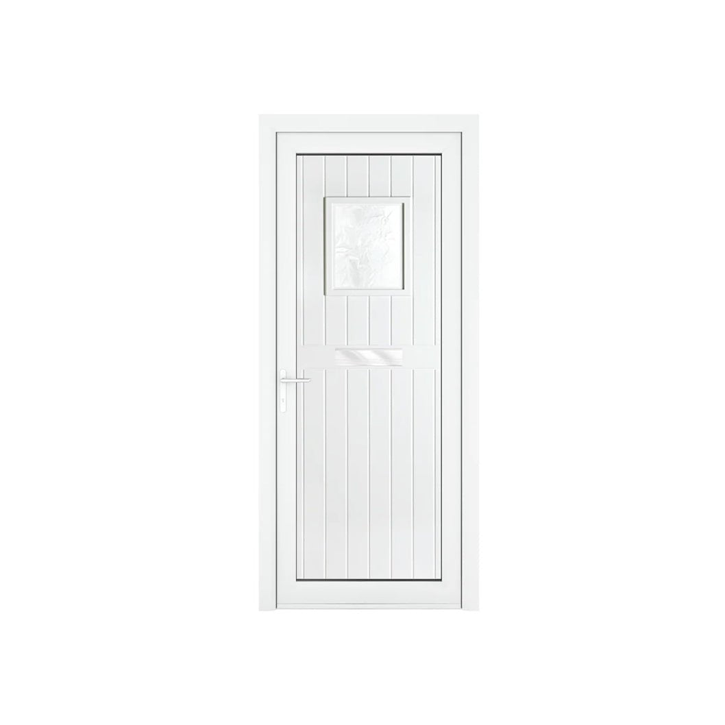 Crystal uPVC Front Door Small square glass Chatsworth White Obscure Glass 920x2090mm - JJ Building Materials