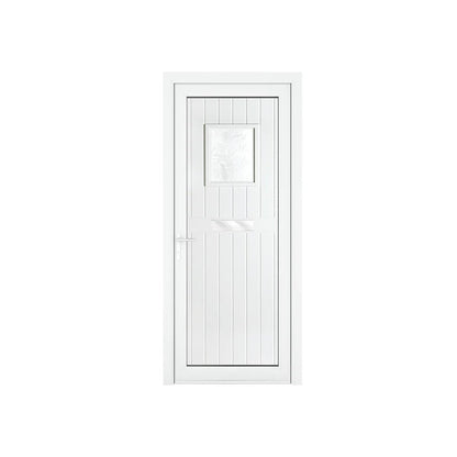 Crystal uPVC Front Door Small square glass Chatsworth White Obscure Glass 920x2090mm - JJ Building Materials
