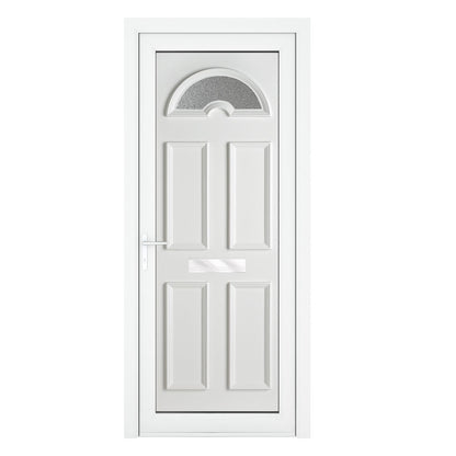 Crystal uPVC Front Door Sunburst Glass Sandringham White Obscure Glass 920x2090mm - JJ Building Materials