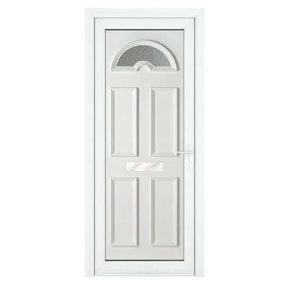 Crystal uPVC Front Door Sunburst Glass Sandringham White Obscure Glass 920x2090mm - JJ Building Materials