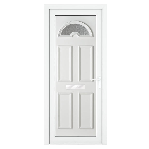 Crystal uPVC Front Door Sunburst Glass Sandringham White Obscure Glass 920x2090mm - JJ Building Materials