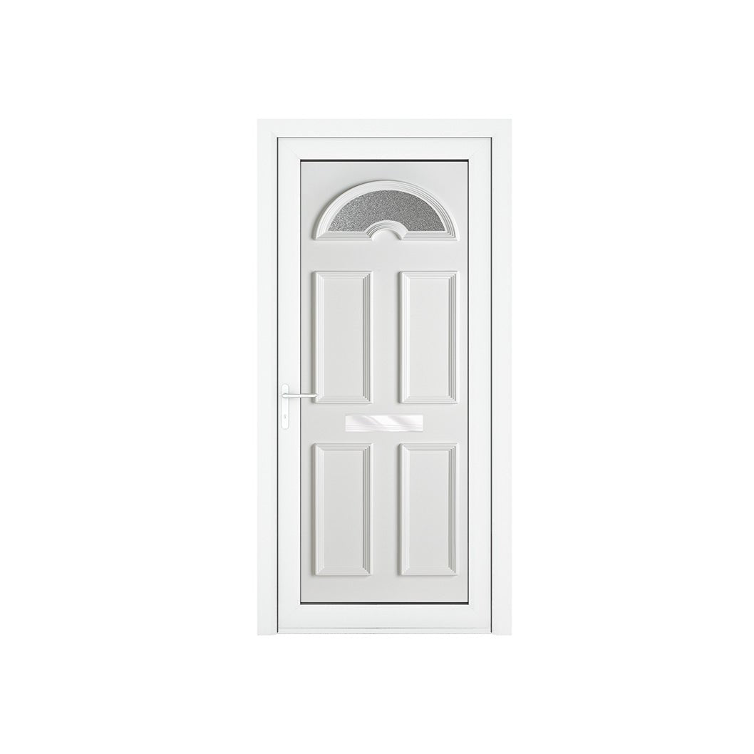 Crystal uPVC Front Door Sunburst Glass Sandringham White Obscure Glass 920x2090mm - JJ Building Materials