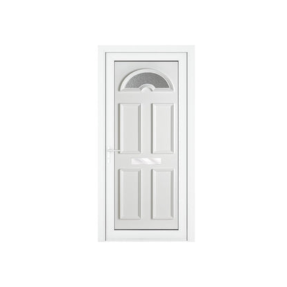 Crystal uPVC Front Door Sunburst Glass Sandringham White Obscure Glass 920x2090mm - JJ Building Materials