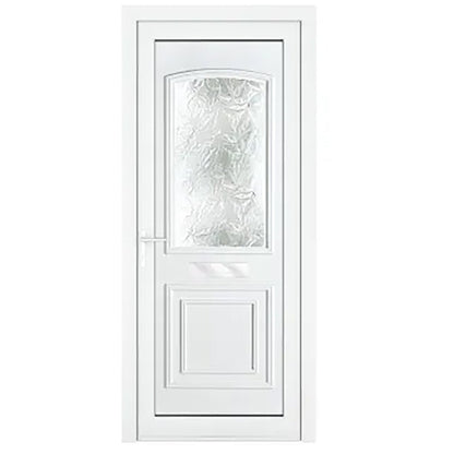 Crystal uPVC Front Door Two panel Large Glass Balmoral White Obscure Glass 920x2090mm - JJ Building Materials