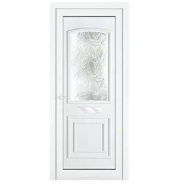 Crystal uPVC Front Door Two panel Large Glass Balmoral White Obscure Glass 920x2090mm - JJ Building Materials