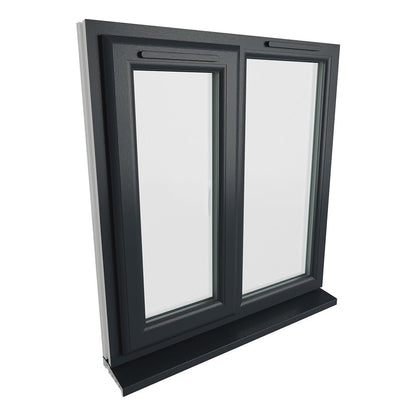 Crystal UPVC Grey 7016 Casement Window Left Hand Side Hung Next To Fixed Light Clear Glazing - JJ Building Materials